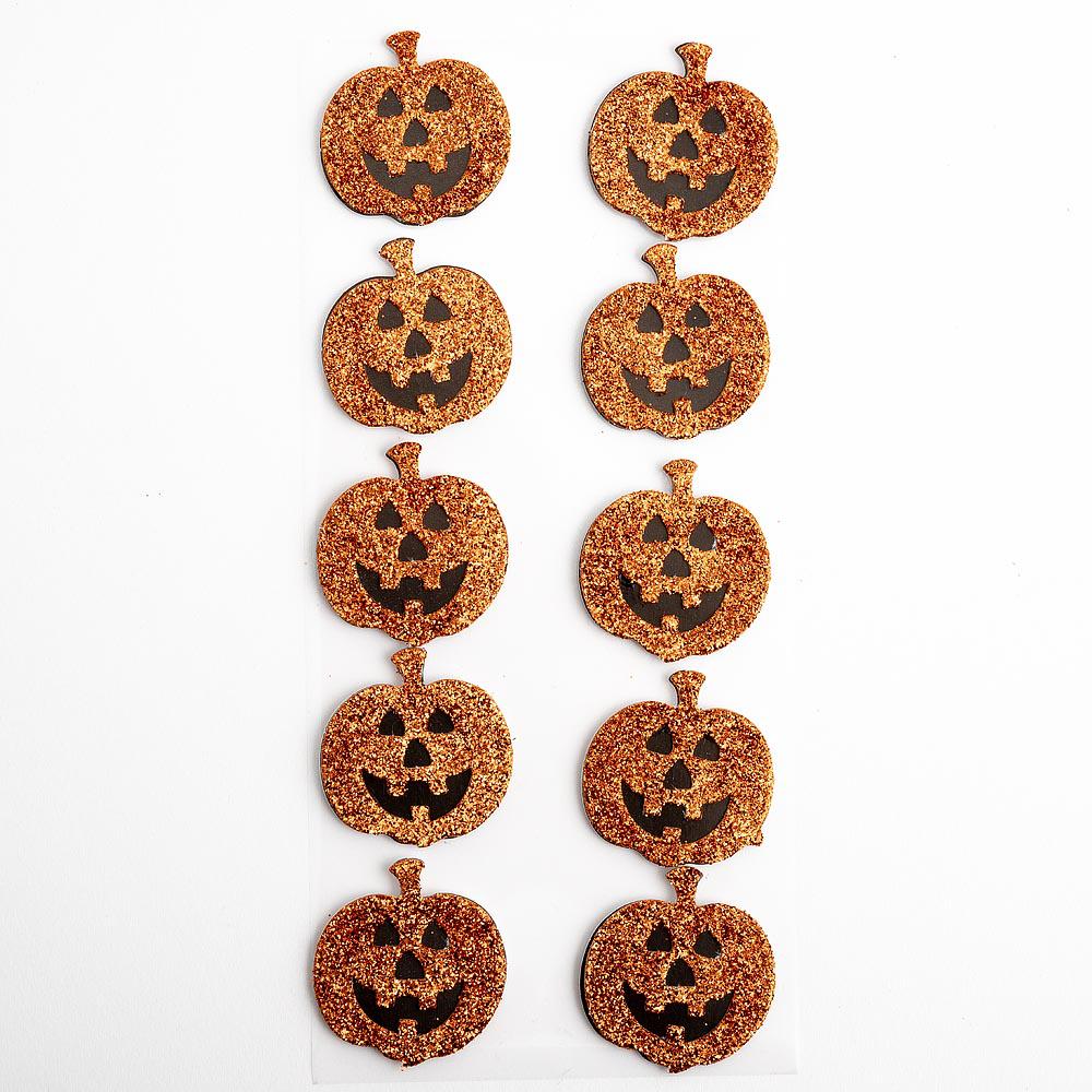 Halloween Handmade: Glitter Pumpkin Topper Stickers - 10pc | Buy Online from The Home Crafters