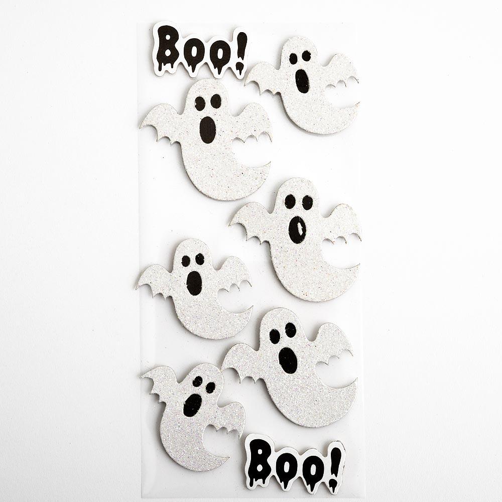 Halloween Handmade: Glitter Ghosts Topper Stickers - 8pc | Buy Online from The Home Crafters