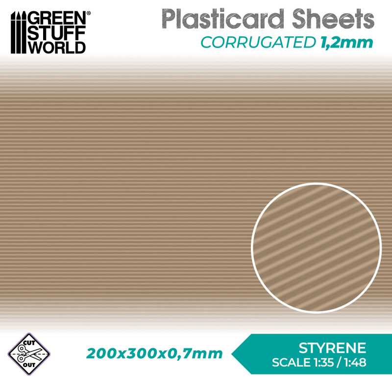 Green Stuff World: Textured Styrene Plasticard Sheet - Corrugated (1.2mm) | Buy Online from The Home Crafters