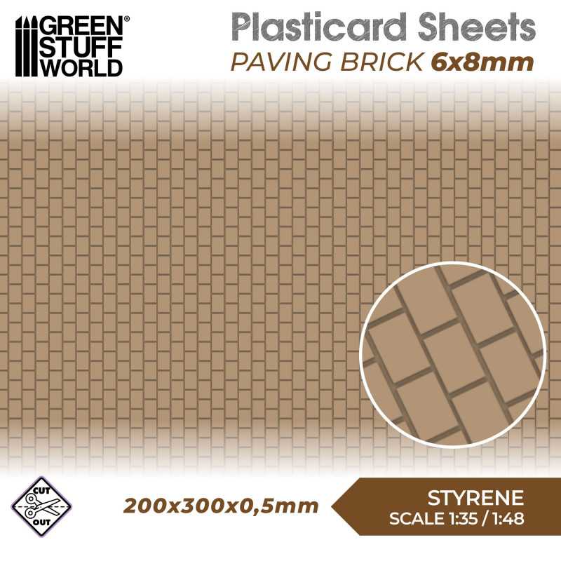 Green Stuff World: Textured Styrene Plasticard Sheet - Paving Brick (6x8mm) | Buy Online from The Home Crafters