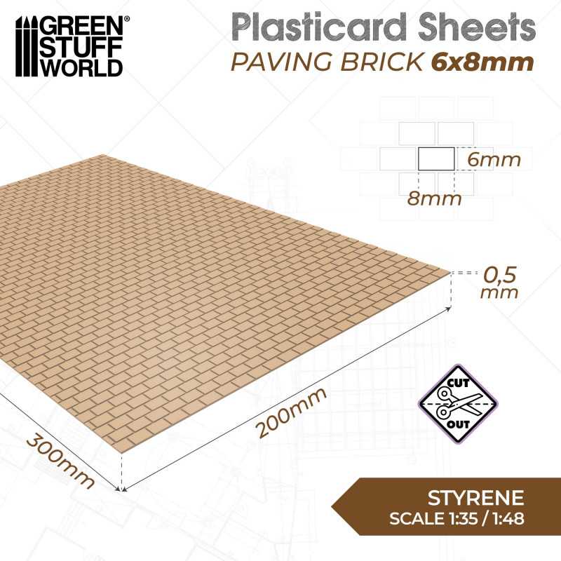 Green Stuff World: Textured Styrene Plasticard Sheet - Paving Brick (6x8mm) | Buy Online from The Home Crafters