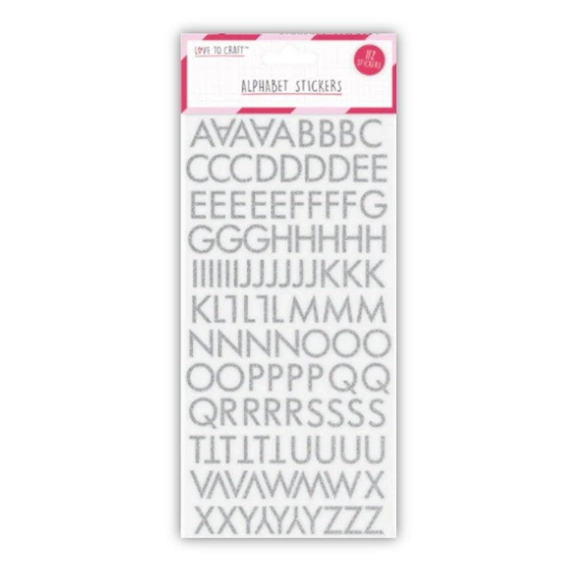 Love to Craft Alphabet and Number Stickers - Silver Glitter | Buy Online from The Home Crafters