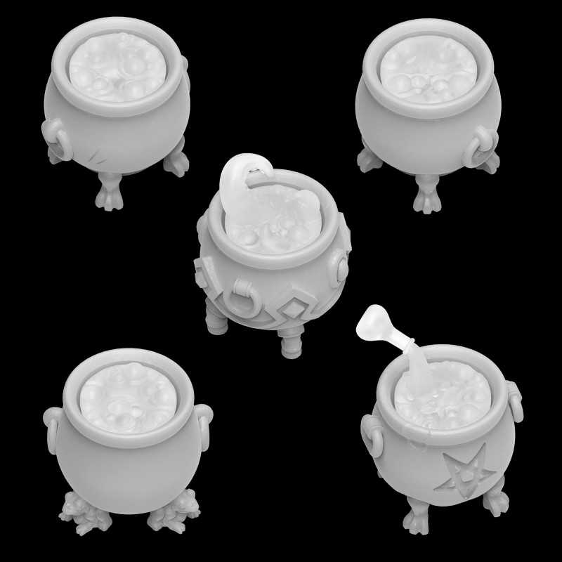 Green Stuff World: 3d Printed Resin Bits Scenery - 1:48 Magic Cauldrons for 3mm LEDS - 5pc | Buy Online from The Home Crafters