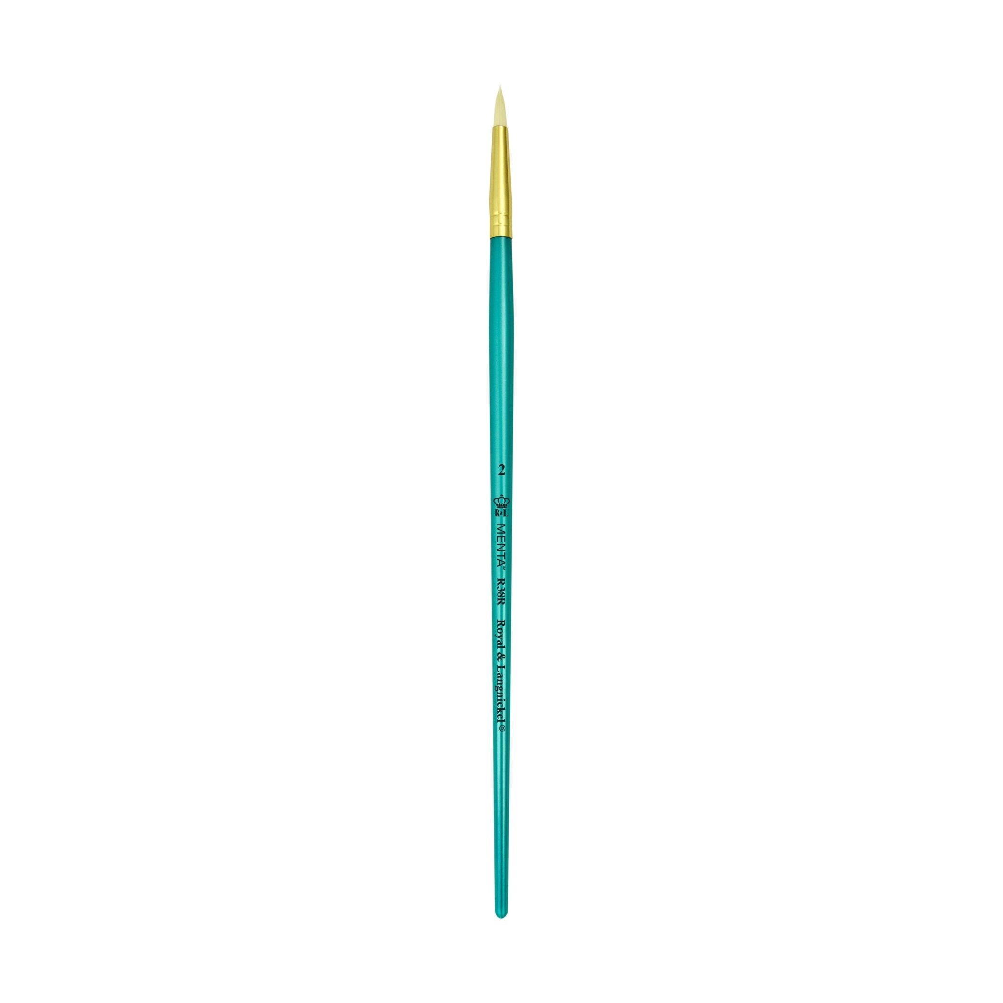 Menta Series 38: Synthetic White Bristle Long Handle Paintbrush - Round | Buy Online from The Home Crafters