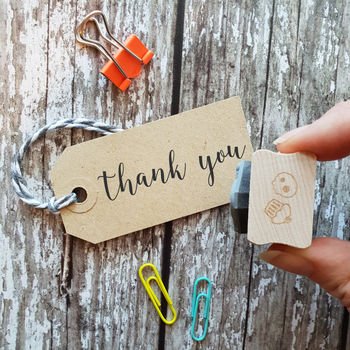 Skull & Cross Buns Medium Artisan Rubber Stamp - Thank You Script | Buy Online from The Home Crafters