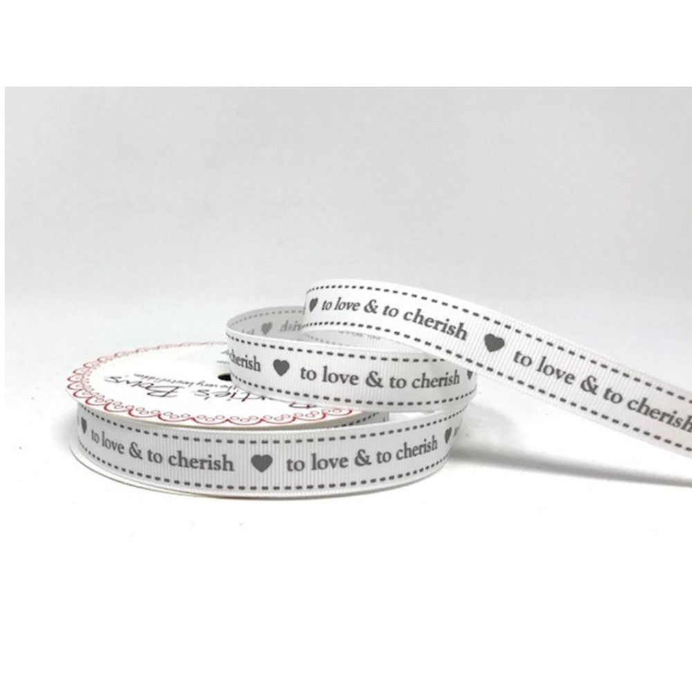 Ribbon - to Love & to Cherish - White 16mm