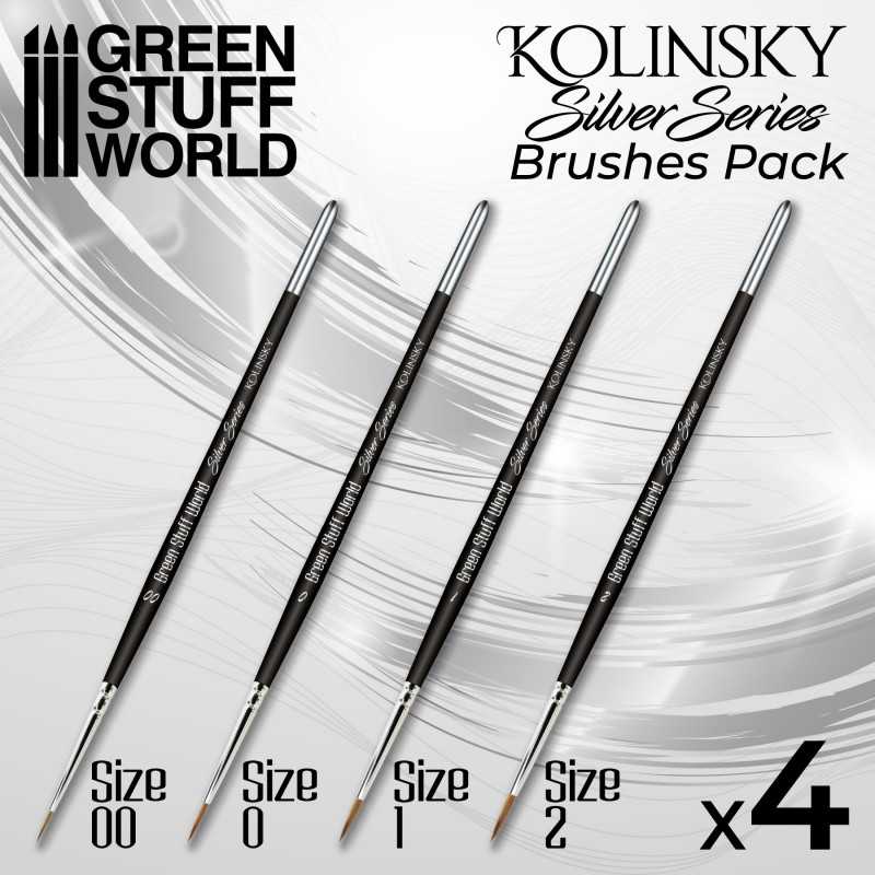 Green Stuff World: Kolinsky Sable Silver Series Paintbrush Set - 4pc | Buy Online from The Home Crafters