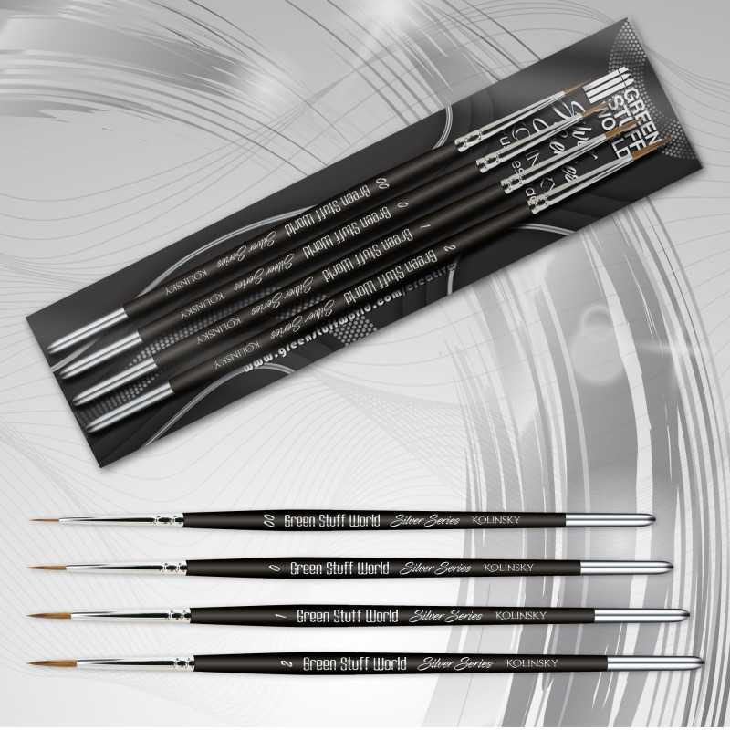 Green Stuff World: Kolinsky Sable Silver Series Paintbrush Set - 4pc | Buy Online from The Home Crafters