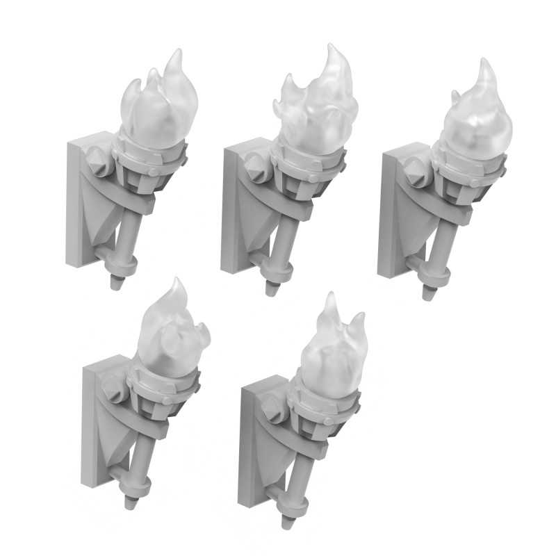 Green Stuff World: 3d Printed Resin Bits Scenery - 1:48 - 1:35 Dungeon Wall Torches For 3mm LEDs - 5pc | Buy Online from The Home Crafters