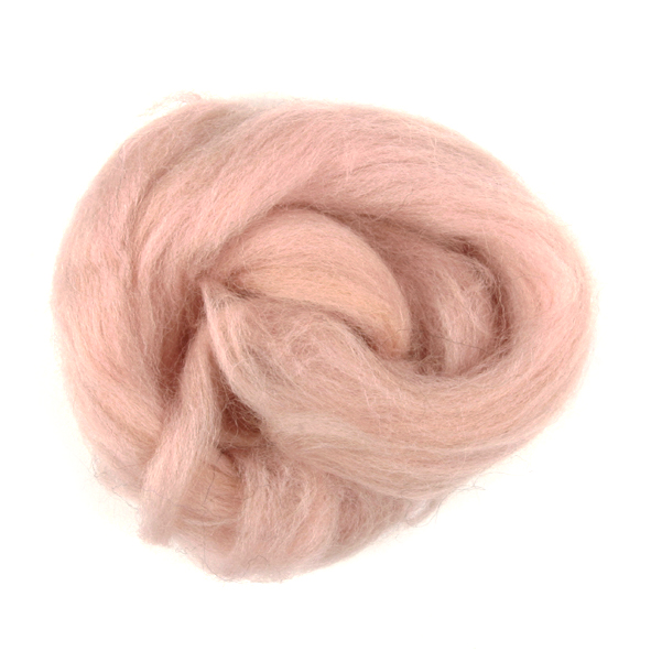 Natural Wool Roving: 10g: Powder Pink