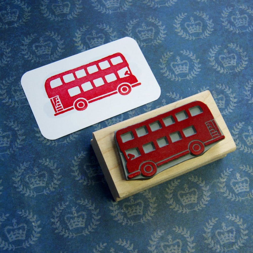 Skull & Cross Buns Medium Artisan Rubber Stamp - London Bus