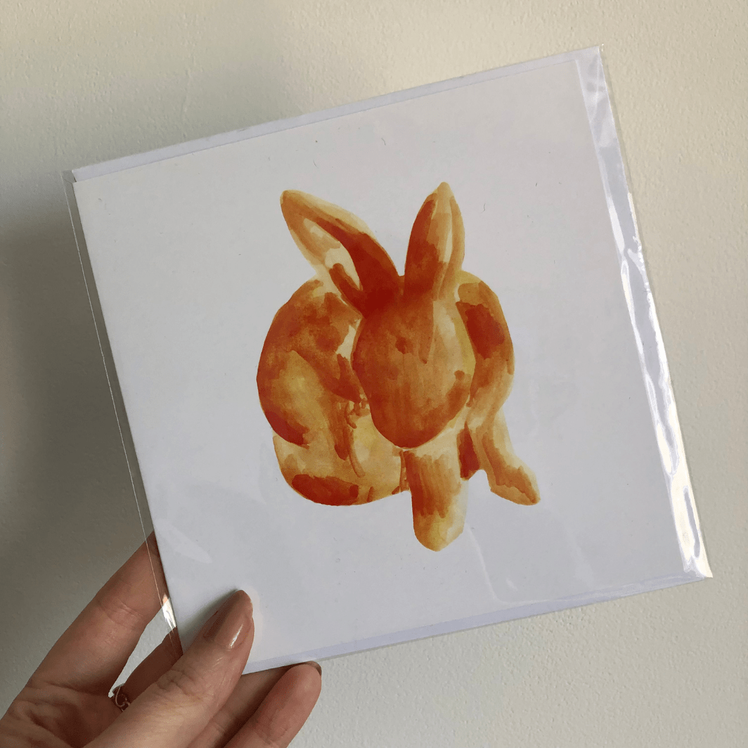 Handmade Watercolour Bunny Greetings Card - Orange | Buy Online from The Home Crafters