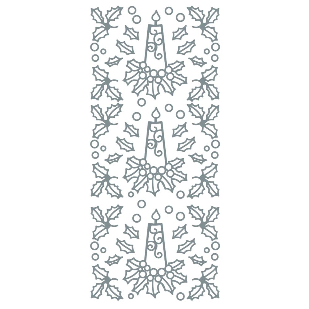 Holly & Candle PeelOff Stickers - Silver