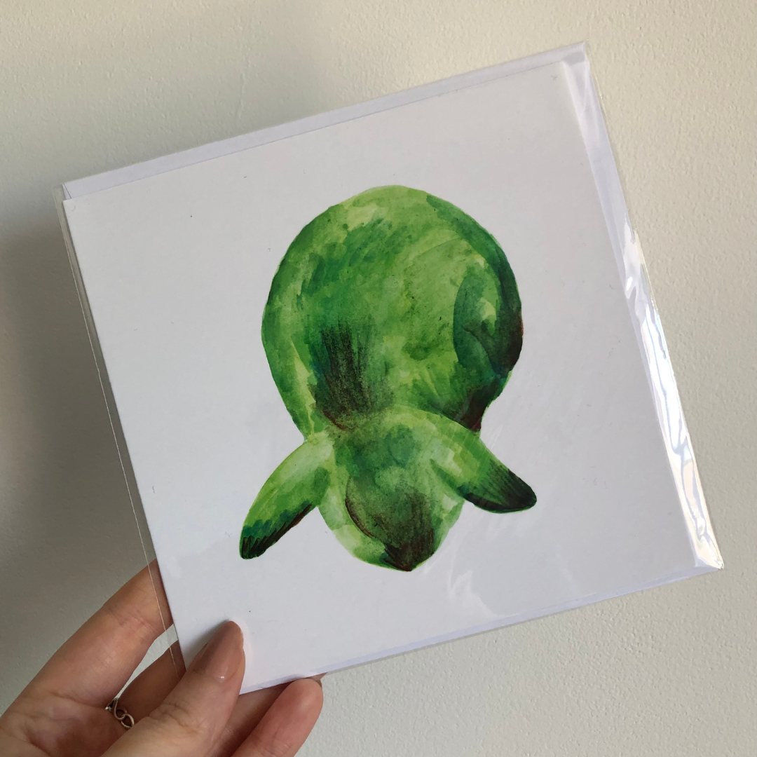 Handmade Watercolour Bunny Greetings Card - Green