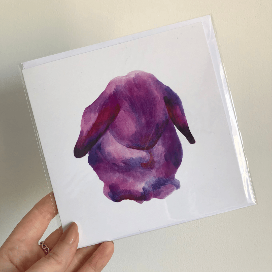 Handmade Watercolour Bunny Greetings Card - Purple | Buy Online from The Home Crafters
