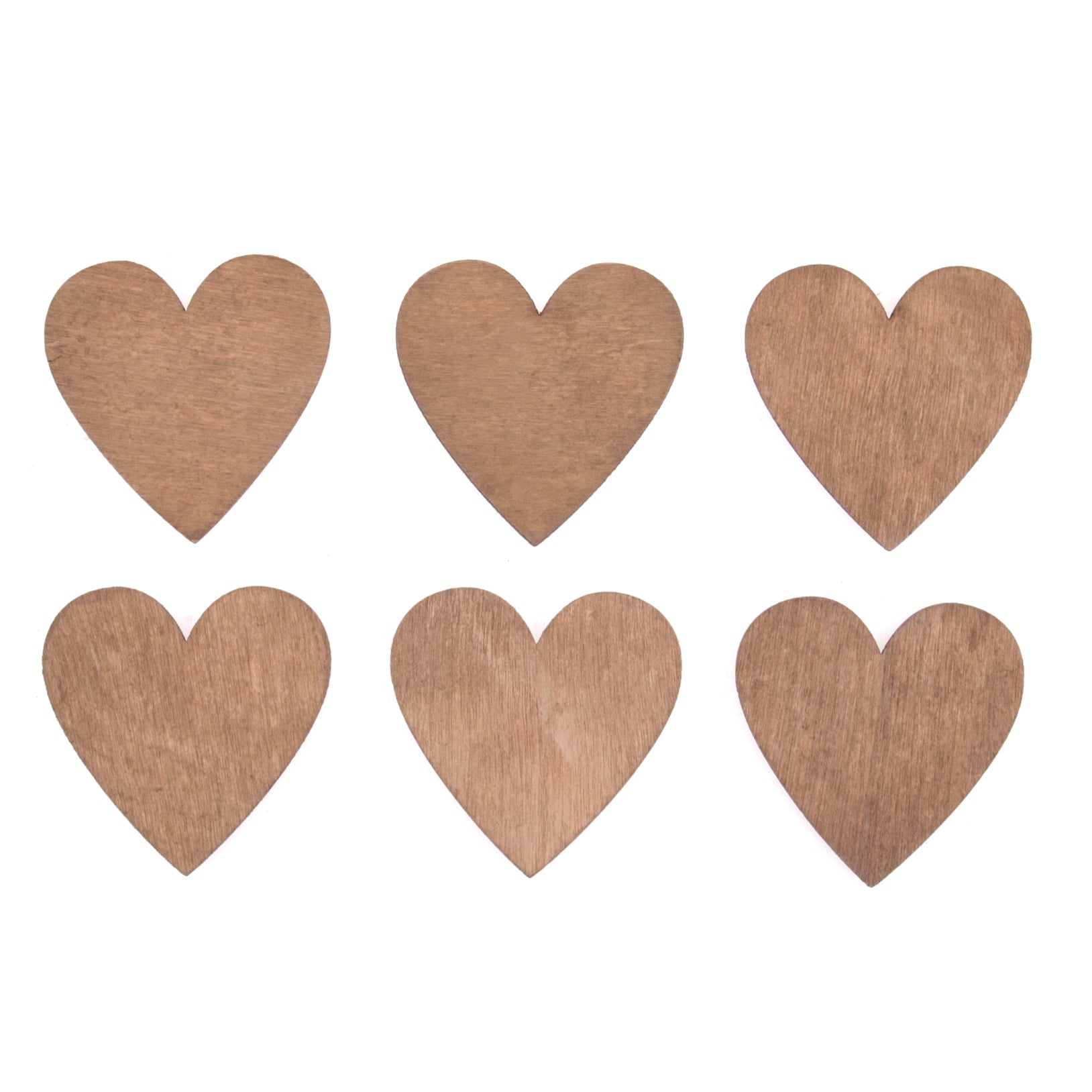 Craft Embellishments: Natural Wooden Hearts - 6pk