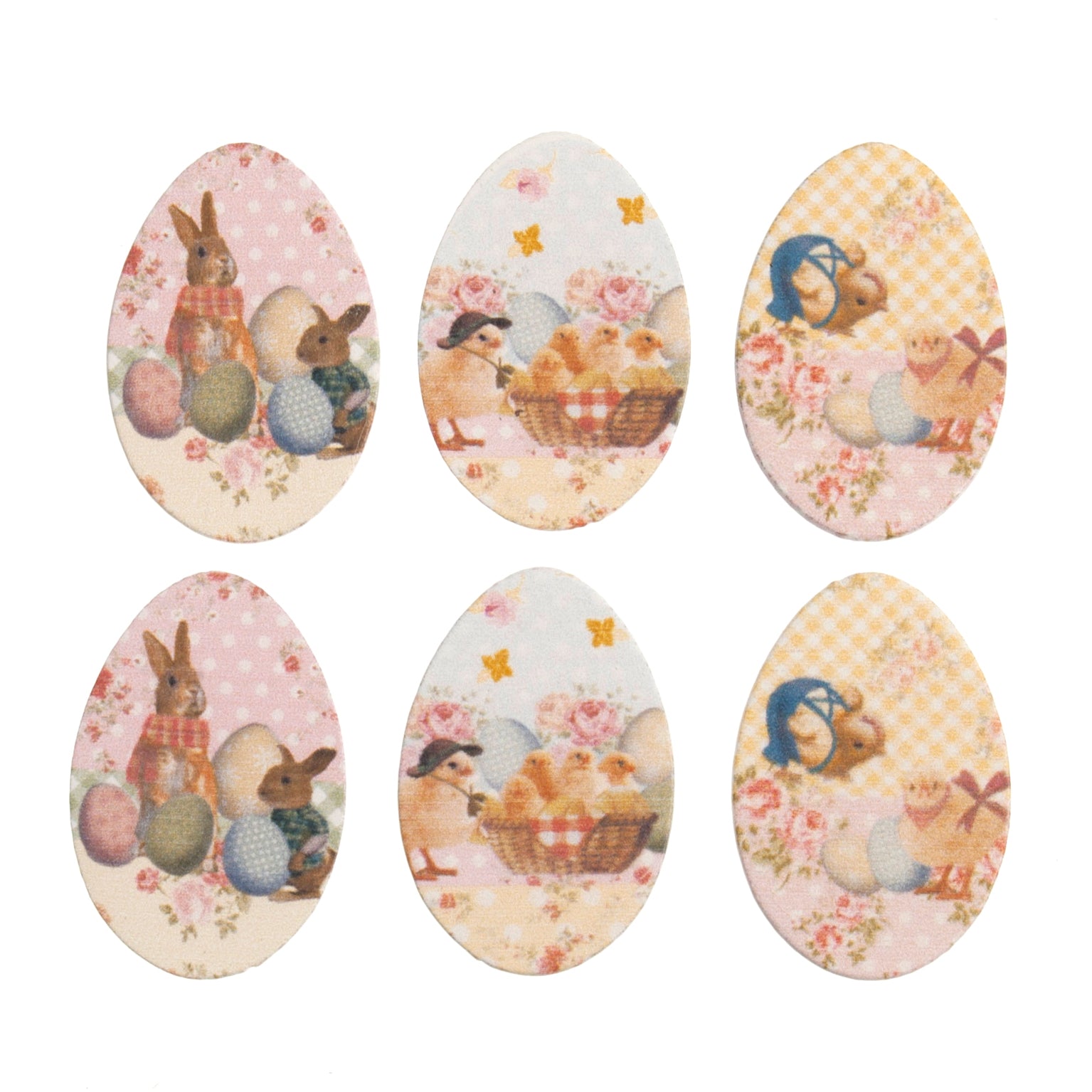 Craft Embellishments: Wooden Printed Easter Eggs - 6pc | Buy Online from The Home Crafters
