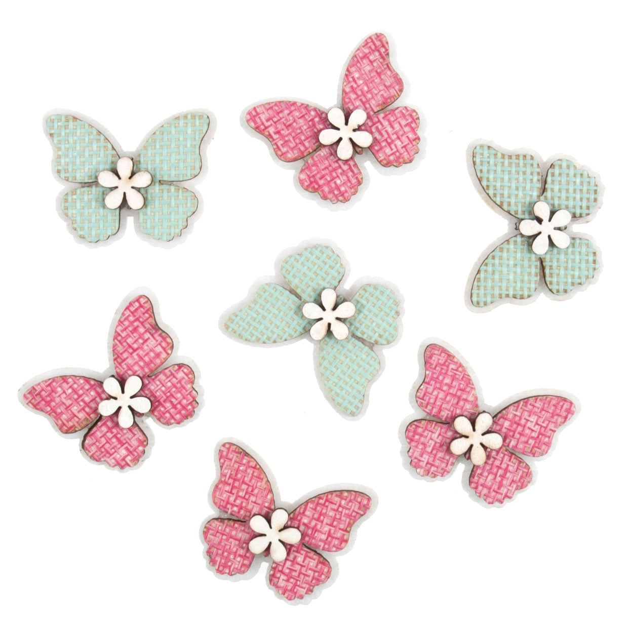 Craft Embellishments: Wood & Felt Butterflies - 7pc