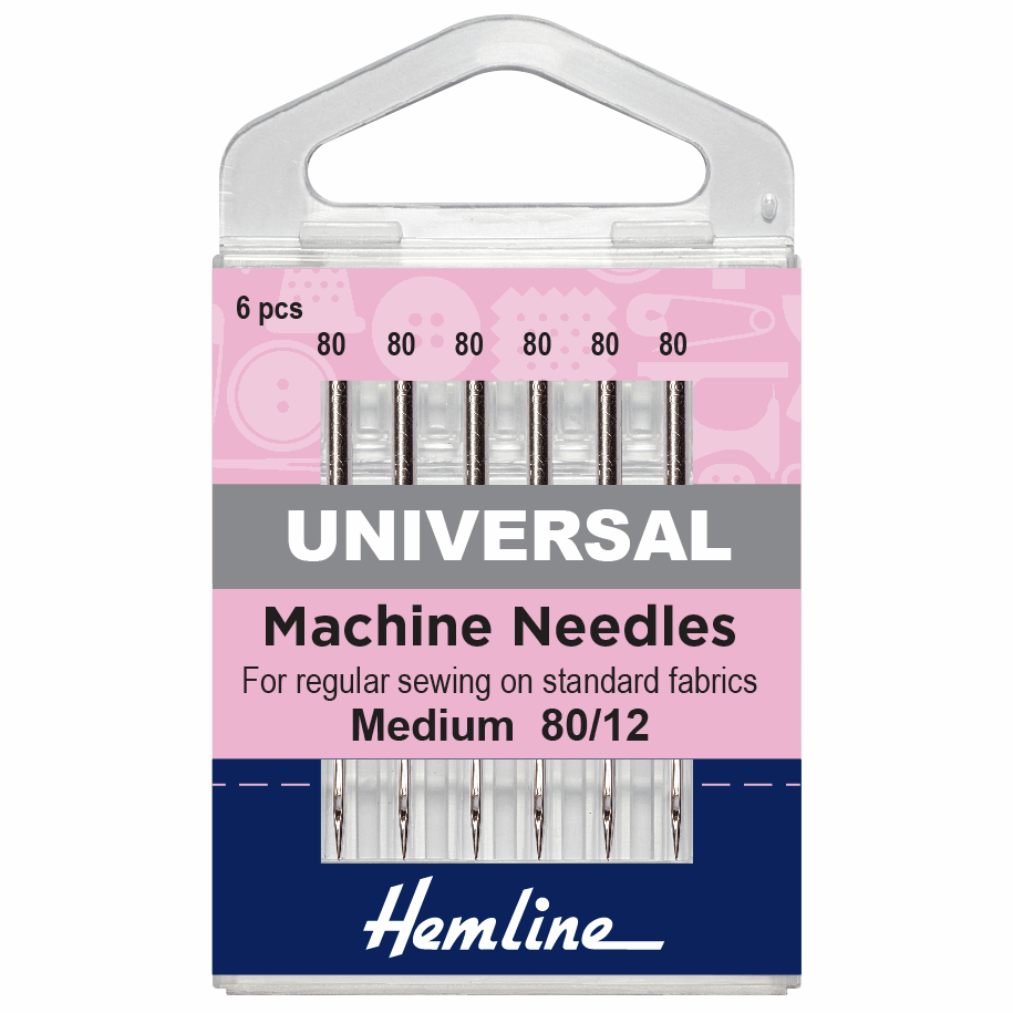 Hemline Universal Sewing Machine Needles: Medium 80/12 - 6pk