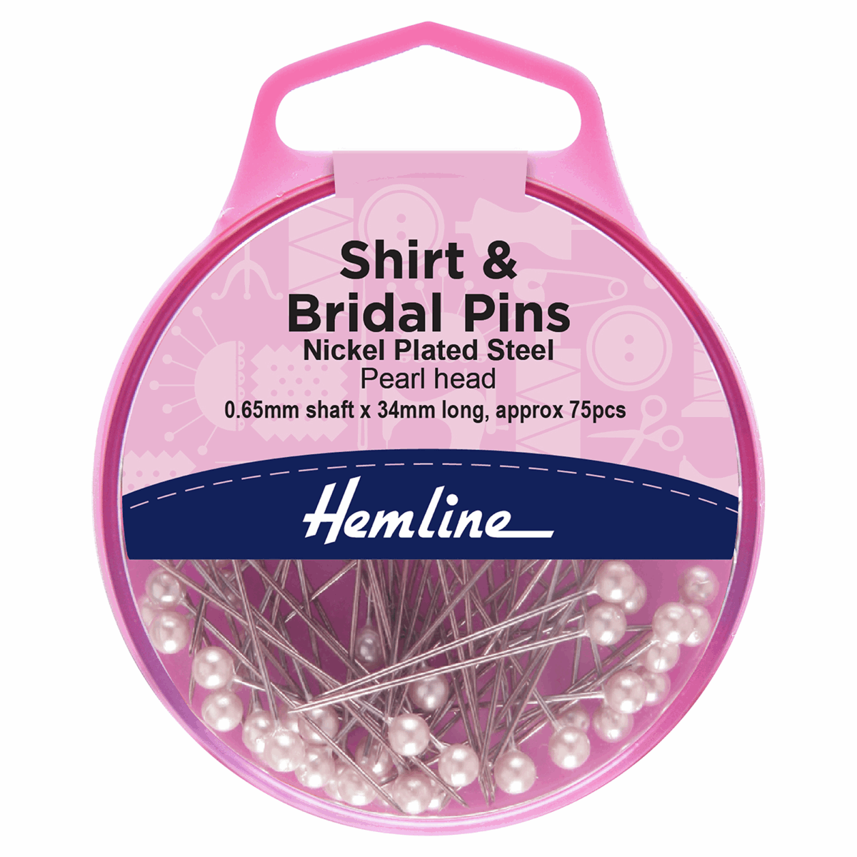Hemline Shirt & Bridal Pins: Nickel 34mm - 75pc