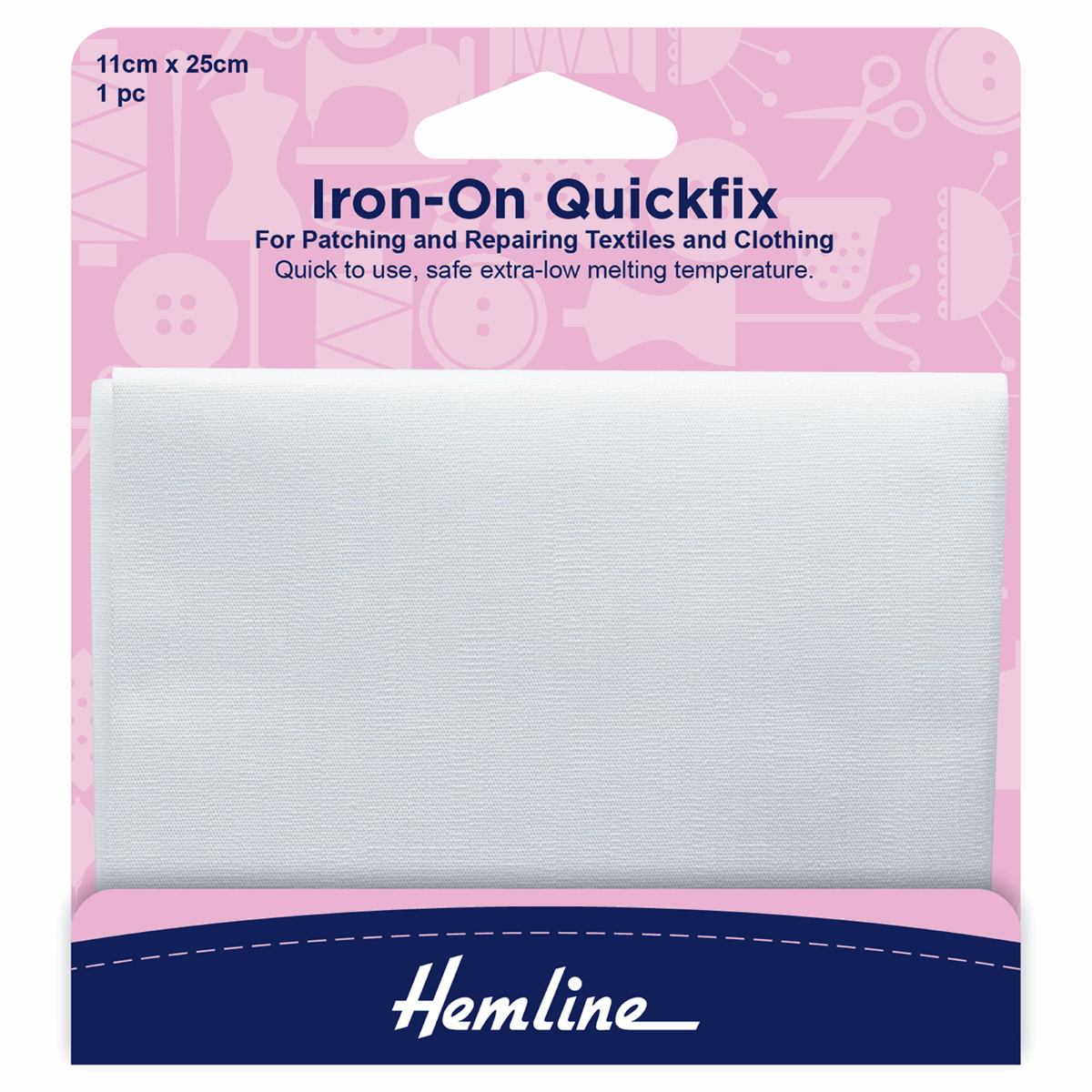 Hemline Iron On Quick Fix Cotton Patches - White