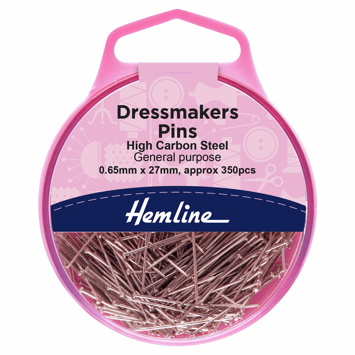 Hemline Dressmaker Pins: Nickel: 26mm - 310pcs