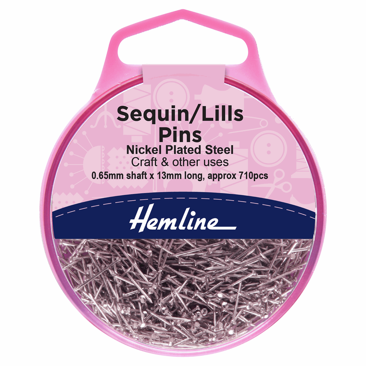 Hemline Sequin/Lills/Bead Pins: Nickel - 13mm