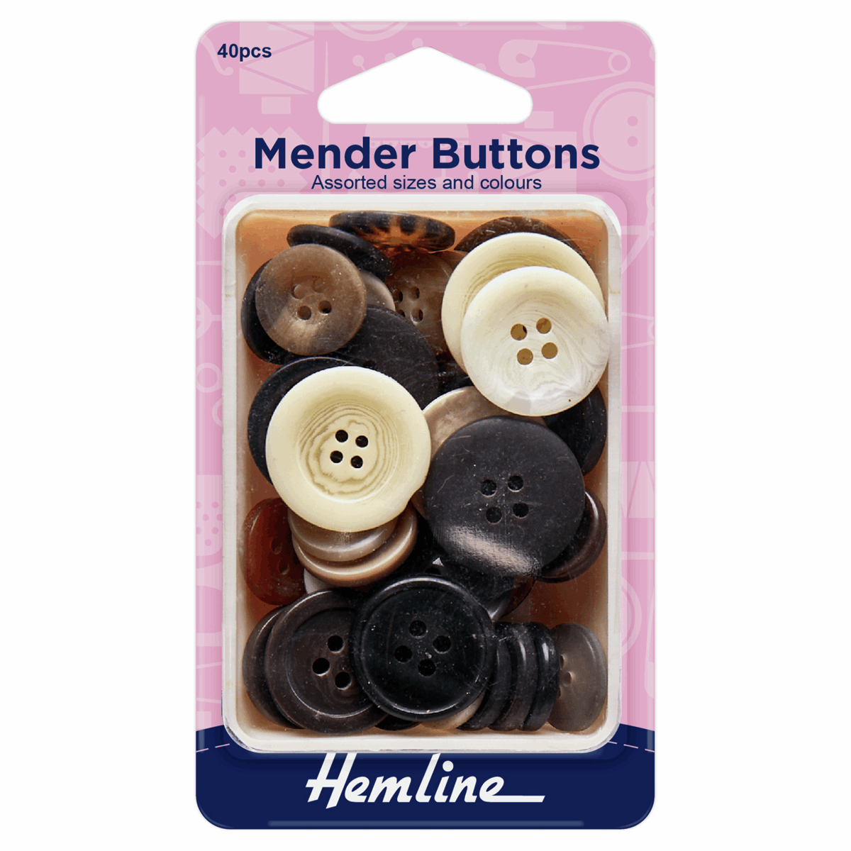 Hemline Assorted Mender Buttons - 40pc