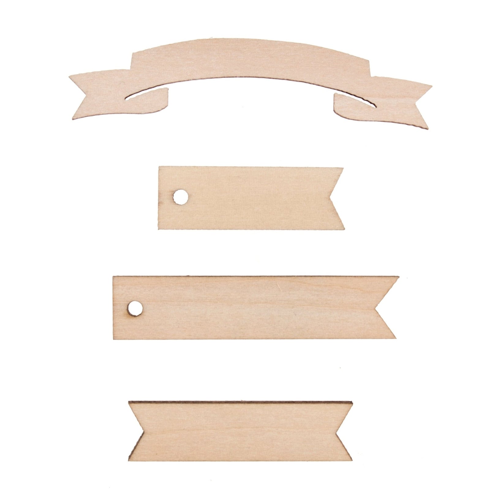 Craft Embellishments: Wooden Banners - 16pc | Buy Online from The Home Crafters