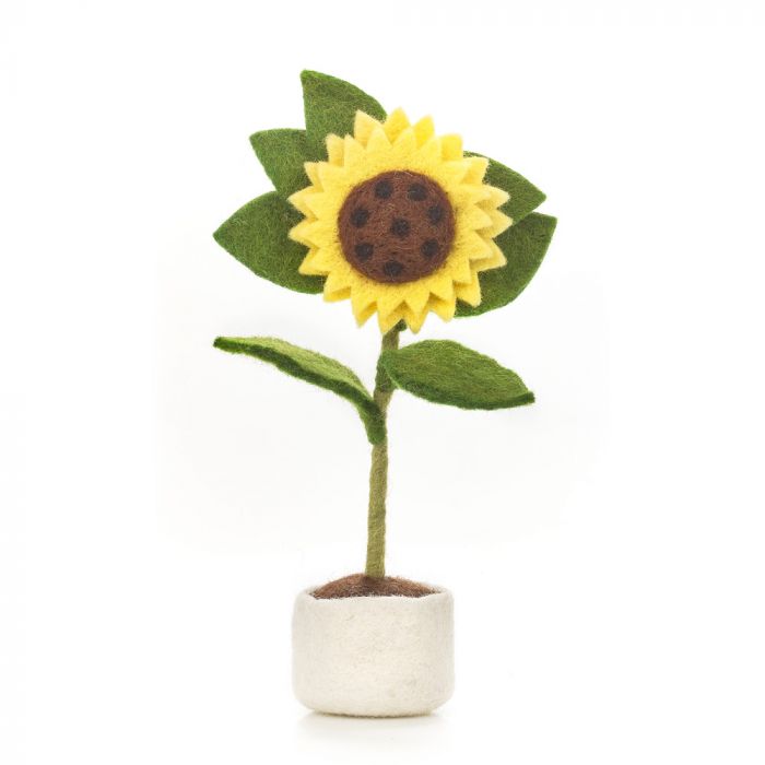 Handmade Needle Felt Sunny Sunflower Pot