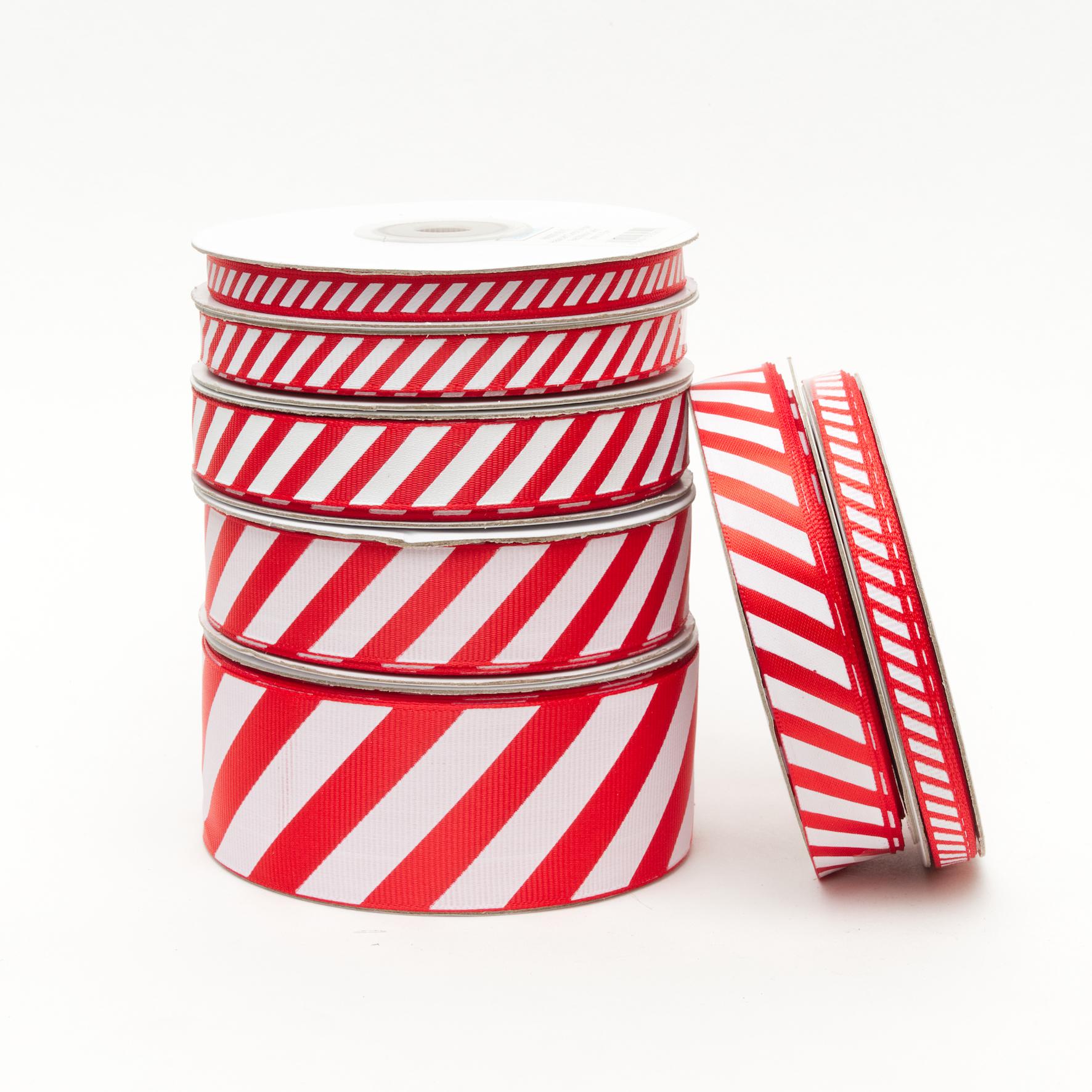 Christmas Ribbon: Grosgrain Red & White Candy Cane