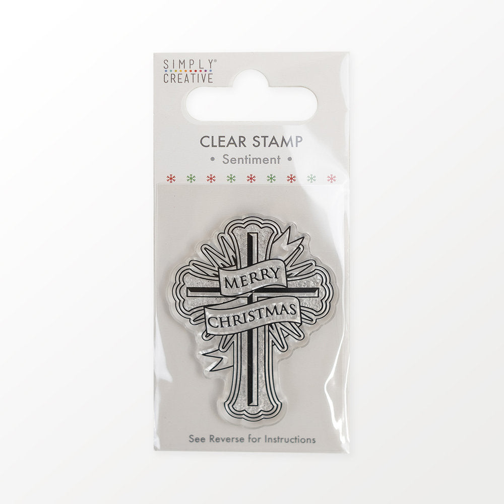 Simply Creative Clear Christmas Stamp - Merry Christmas Cross