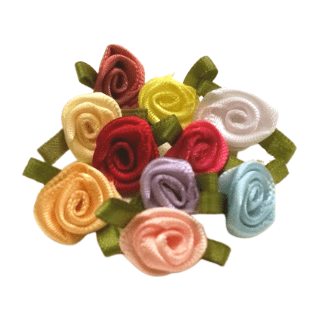 Single Small Satin Ribbon Rose Bud - various colours | Buy Online from The Home Crafters