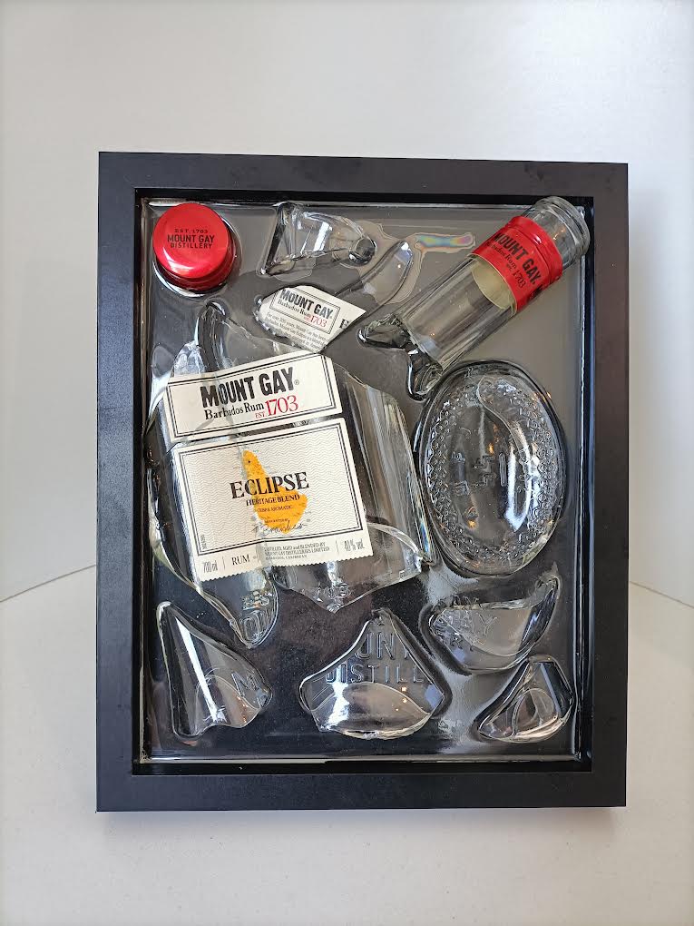 Handpoured Resin: Framed Smashed Bottle Art- Spirits