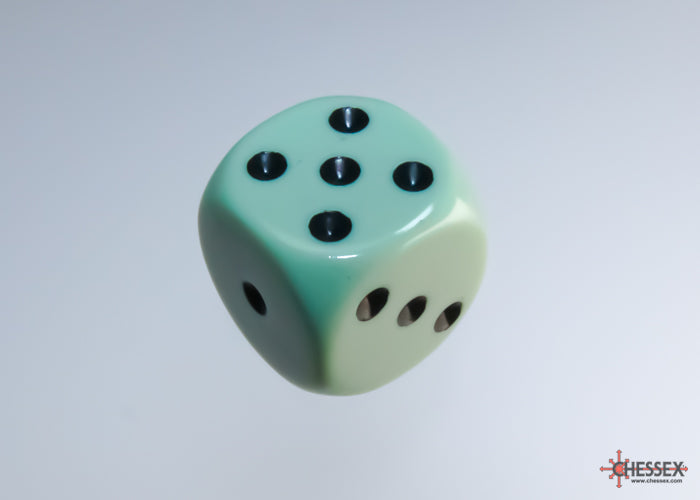 Chessex: Opaque 16mm d6 Dice Block (12 dice) - Pastel Green/Black