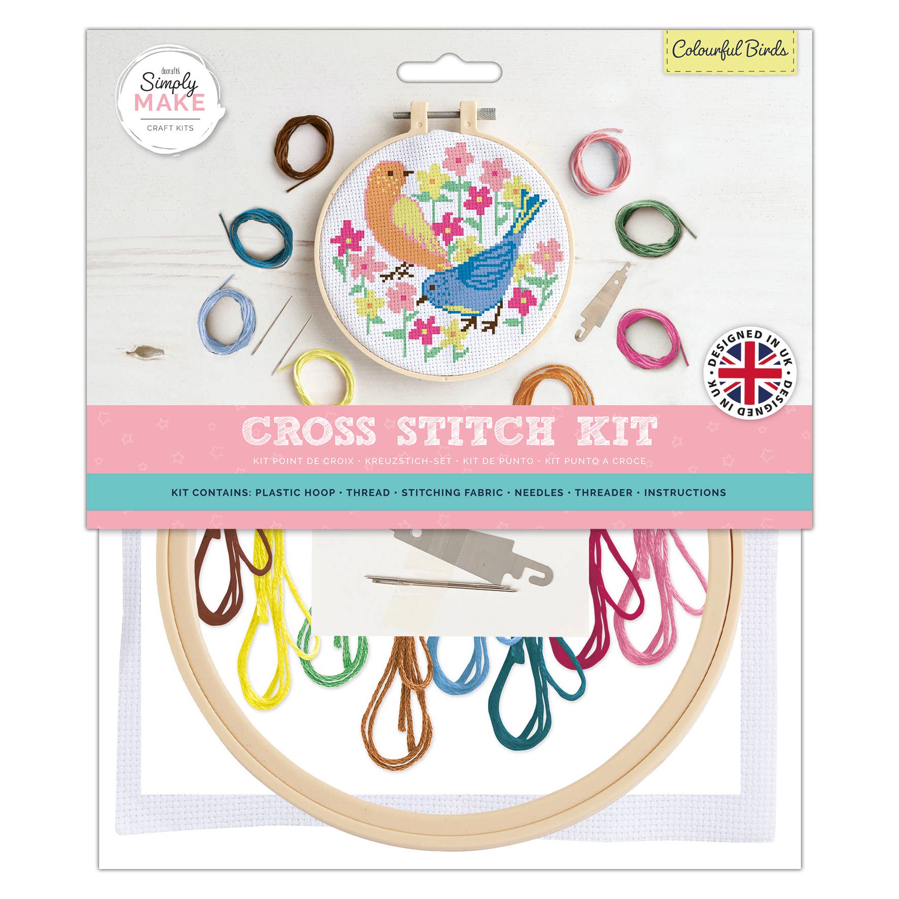 Simply Make Cross Stitch Kit - Colourful Birds | Buy Online from The Home Crafters