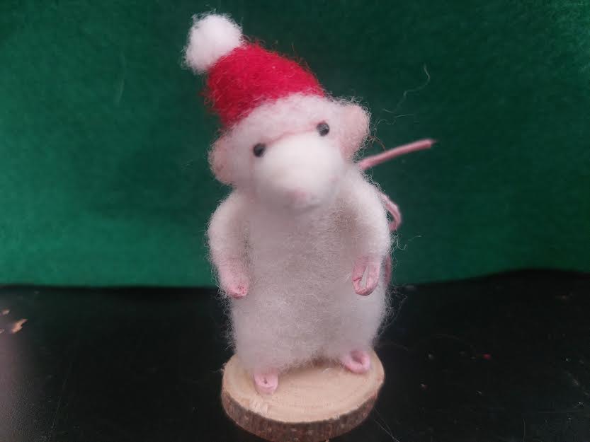 Mini Santa Mouse - Fairy Fae Handmade Needle Felt Decoration | Buy Online from The Home Crafters