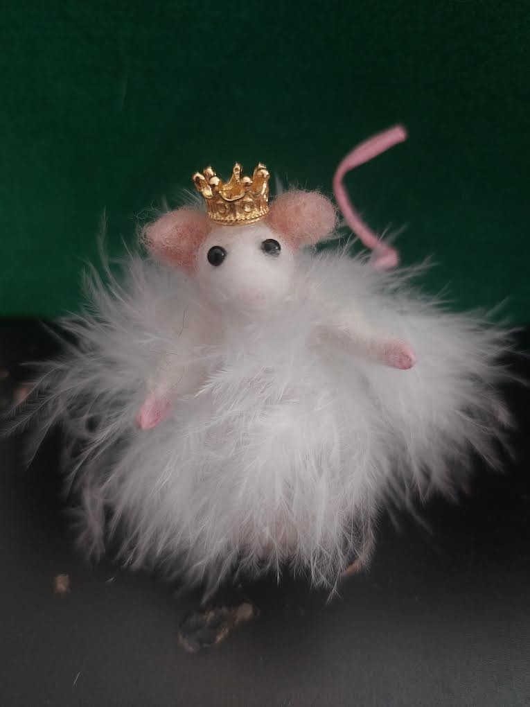 Mini Snow Queen Mouse - Fairy Fae Handmade Needle Felt Decoration | Buy Online from The Home Crafters