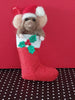 Christmas Stocking Mouse - Fairy Fae Handmade Needle Felt Decoration