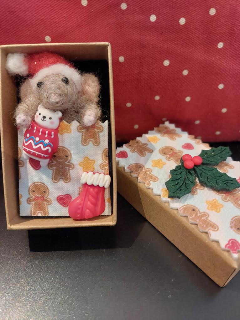 Christmas Bedtime Mouse - Fairy Fae Handmade Needle Felt Decoration | Buy Online from The Home Crafters