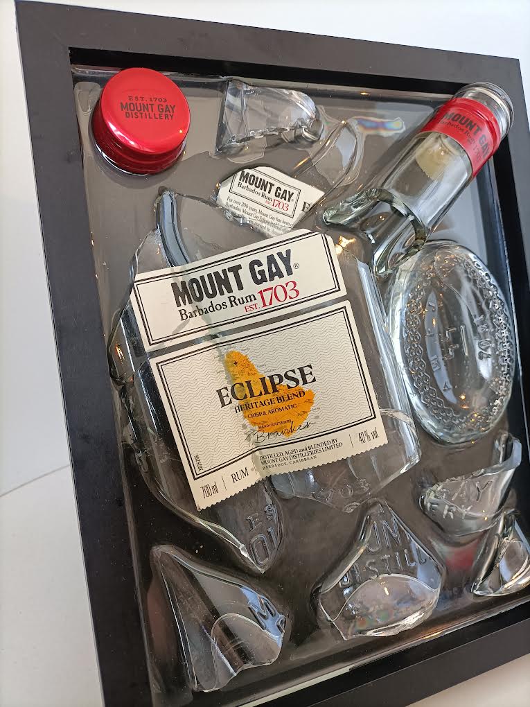 Handpoured Resin: Framed Smashed Bottle Art- Spirits
