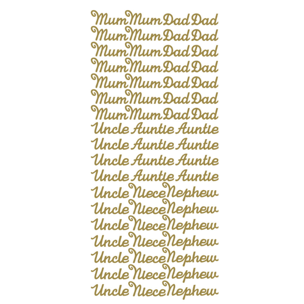 Family Members Mum/Dad/Auntie/Uncle/Nephew/Niece PeelOff Stickers