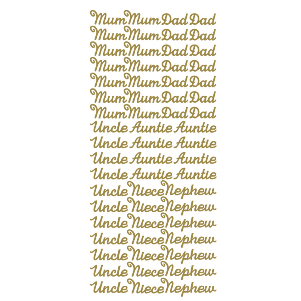 Family Members Mum/Dad/Auntie/Uncle/Nephew/Niece PeelOff Stickers
