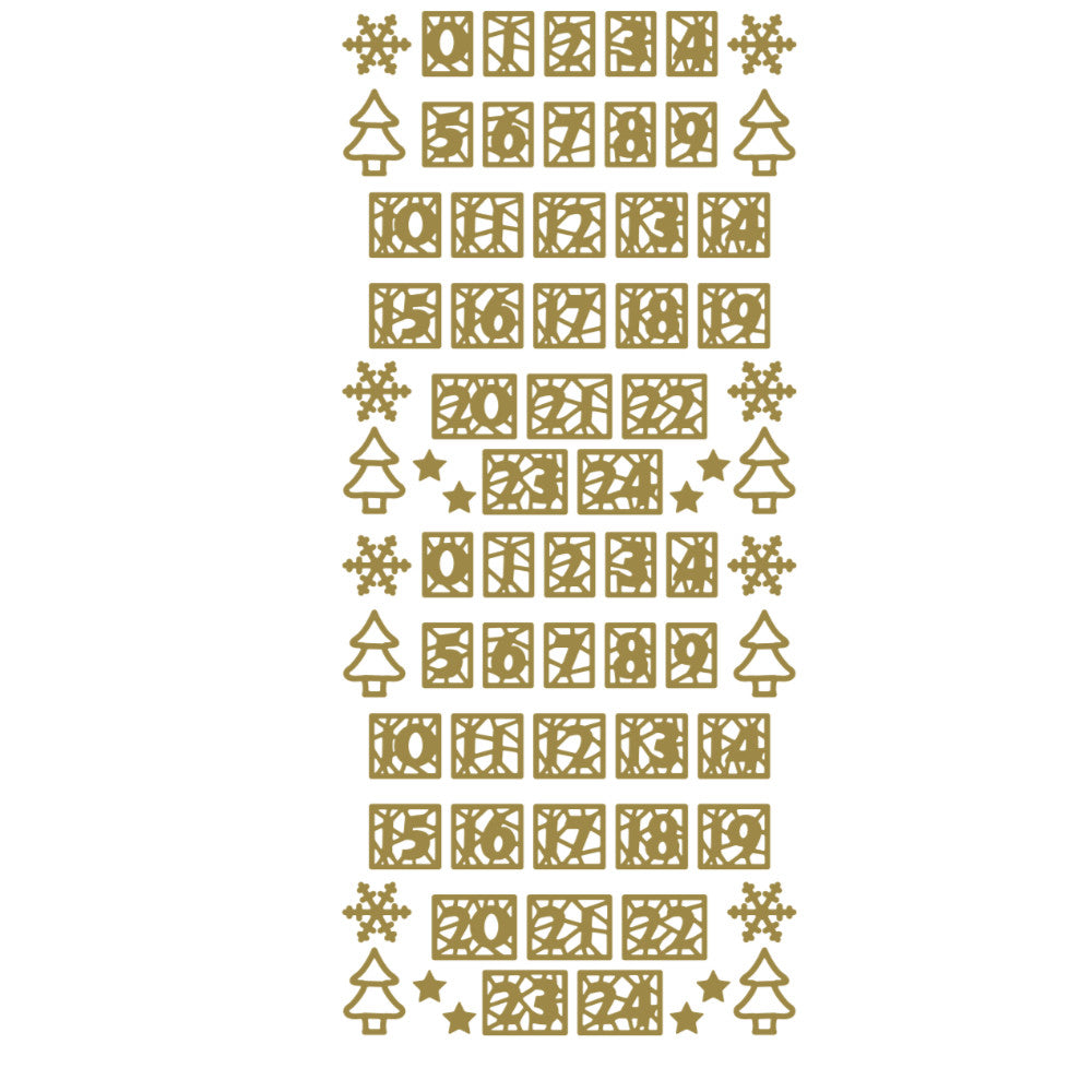 Christmas Advent Number Peeloff Stickers - Mirror Finish