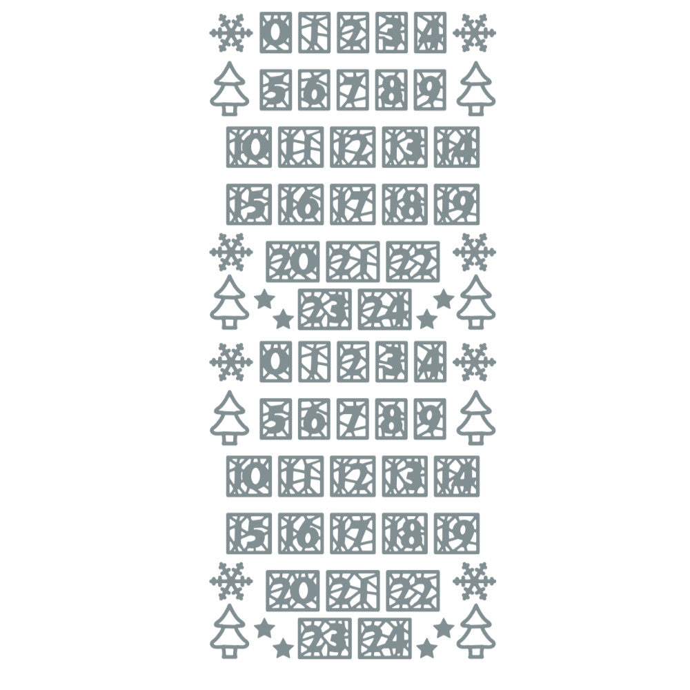 Christmas Advent Number Peeloff Stickers - Mirror Finish