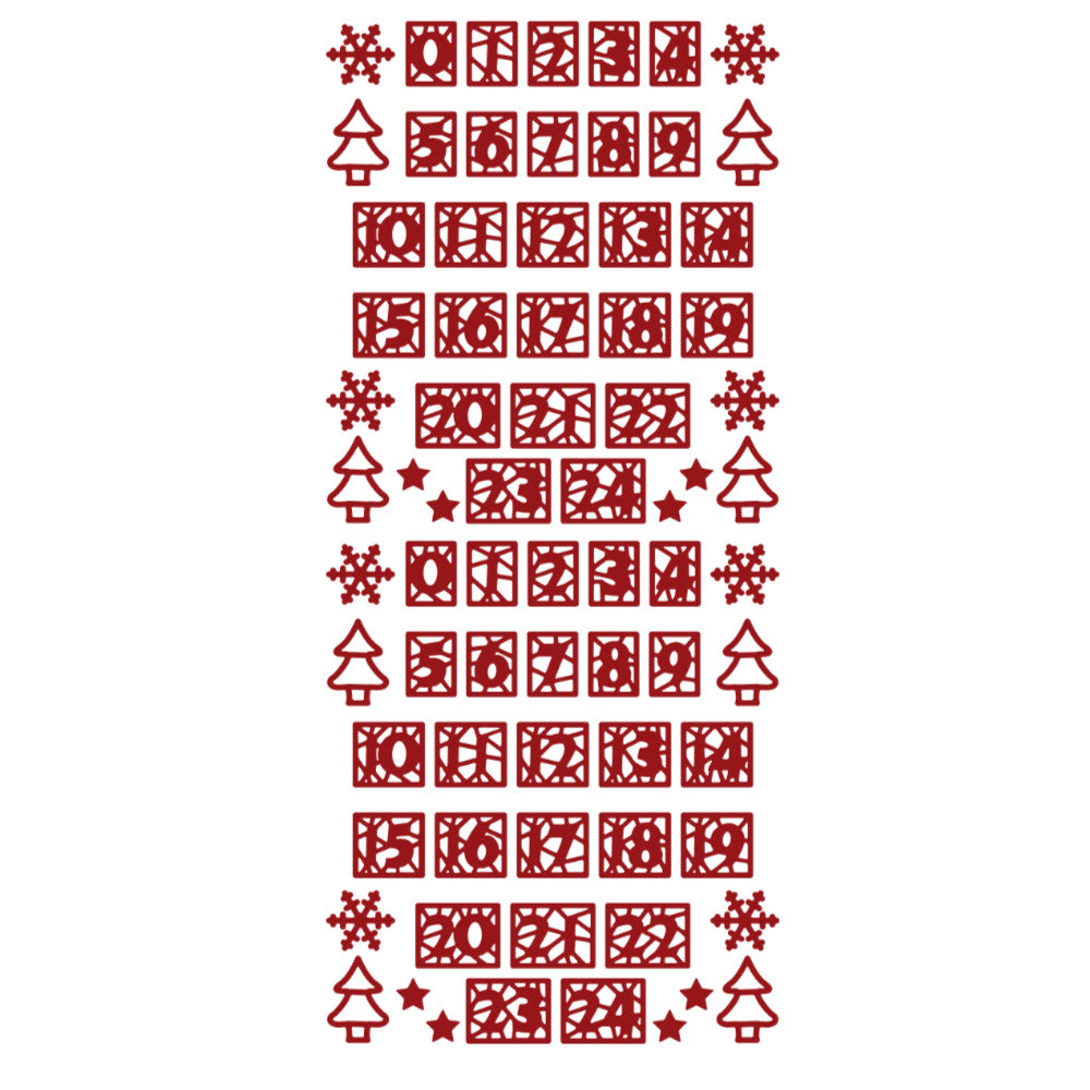 Christmas Advent Number Peeloff Stickers - Mirror Finish