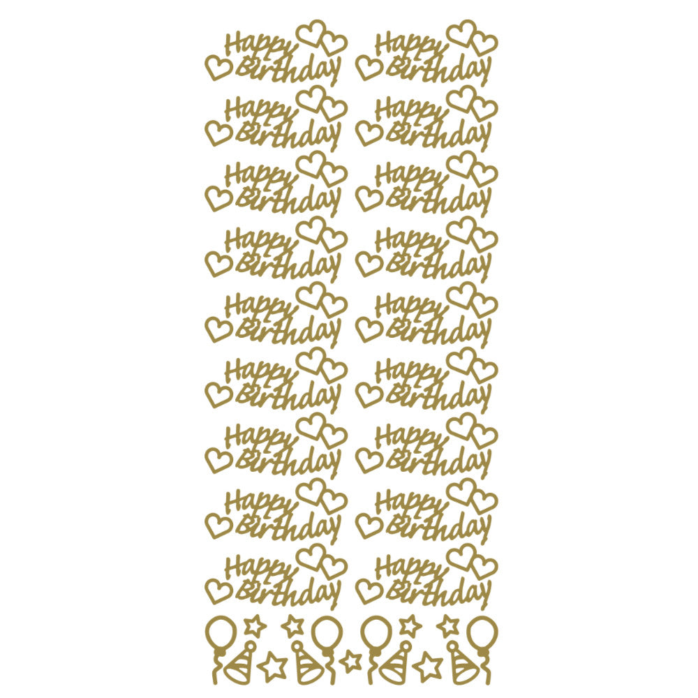 Happy Birthday Hearts Peeloff Stickers
