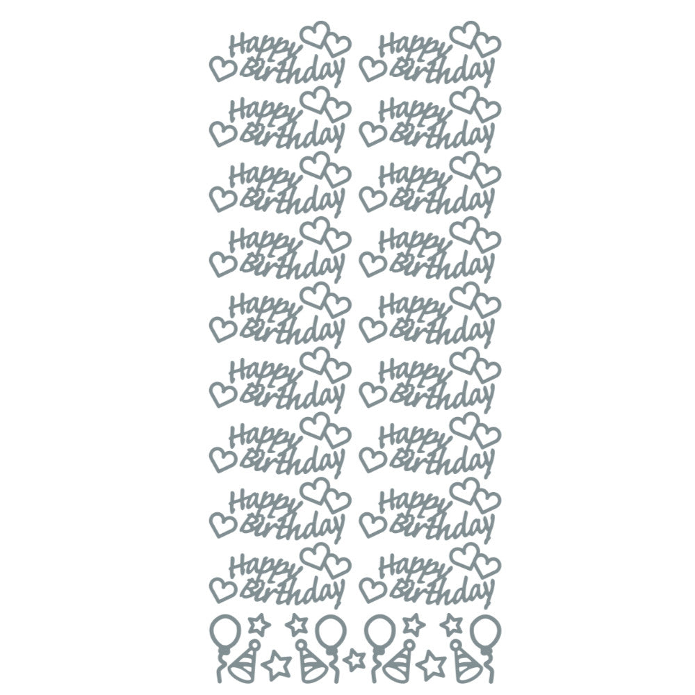 Happy Birthday Hearts Peeloff Stickers