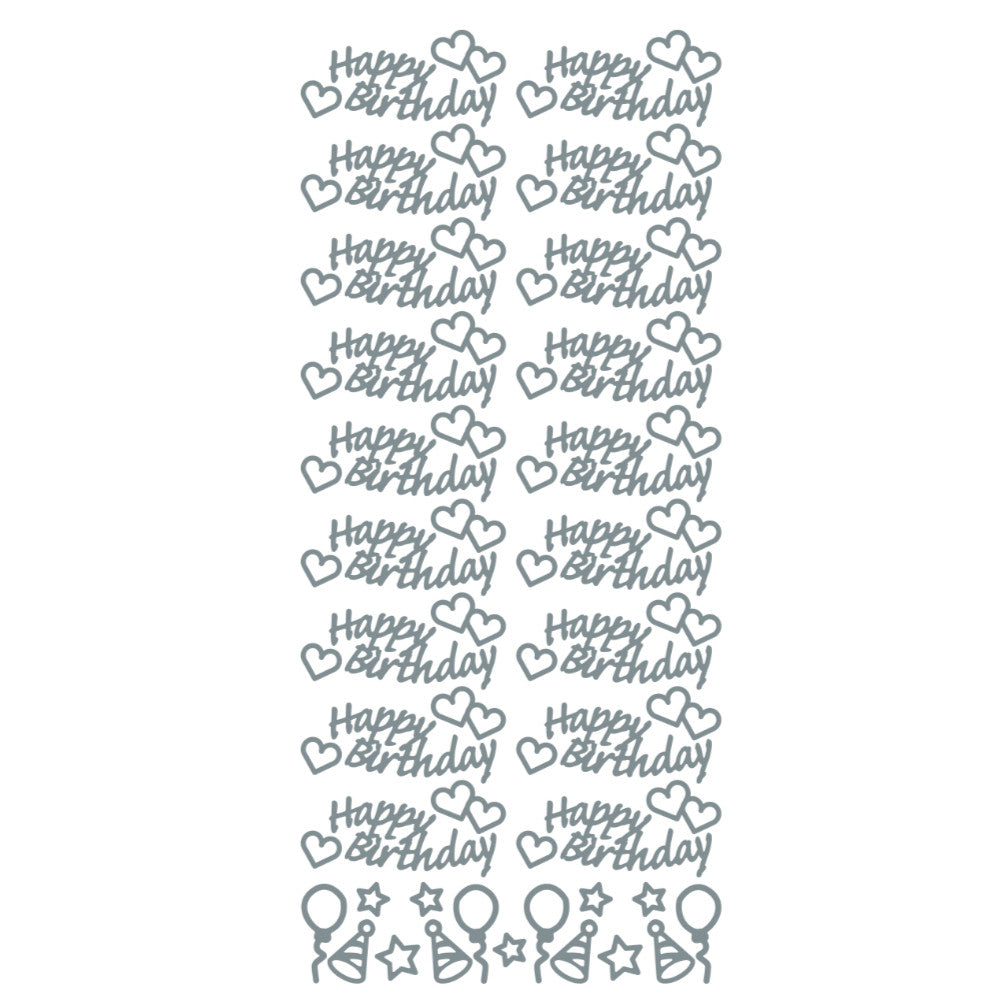 Happy Birthday Hearts Peeloff Stickers