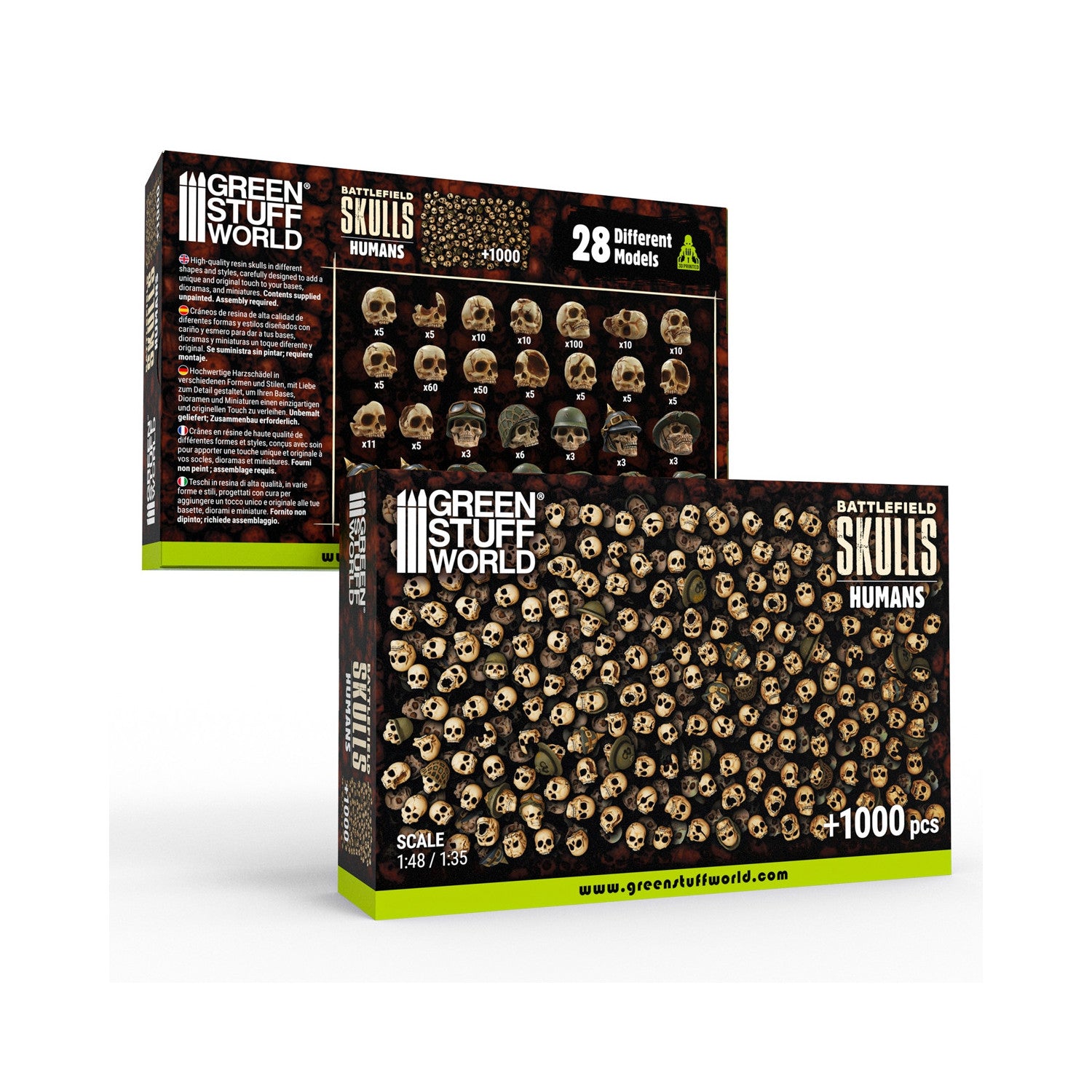 Resin Bits: Skulls & Bones - 1:48-1:35 Battlefield Skulls - 1000pc | Buy Online from The Home Crafters